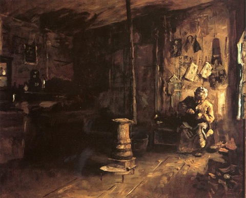 Shoemaker Haberty's Shop by Eastman Johnson